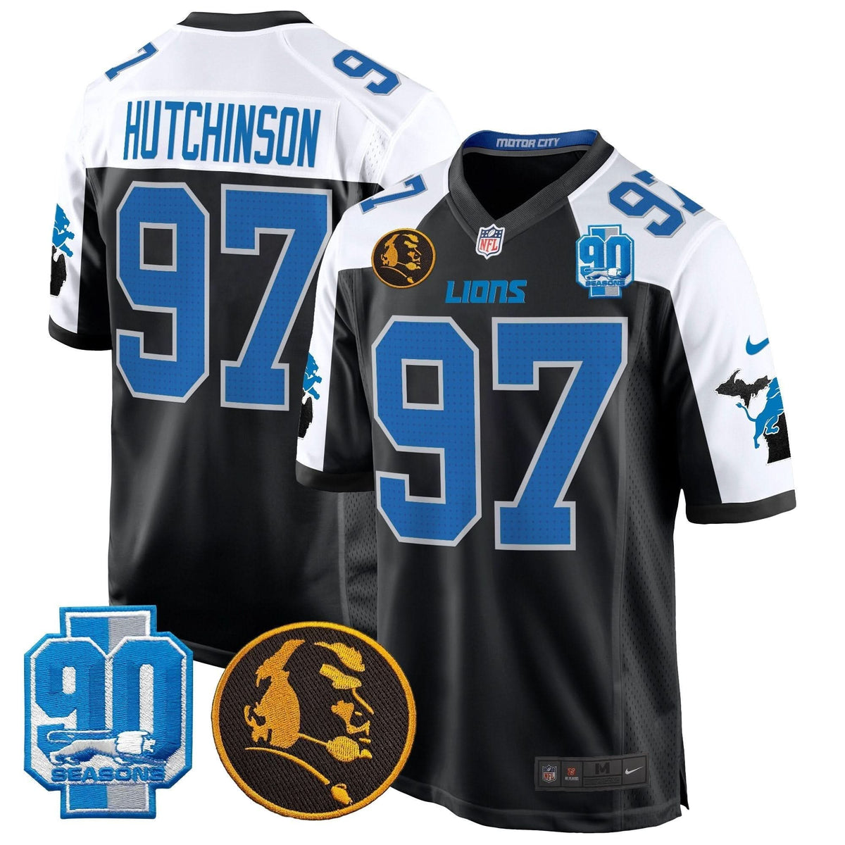 Detroit Lions 2024 90th & John Madden Patch Game Jersey - All Stitched - image 2