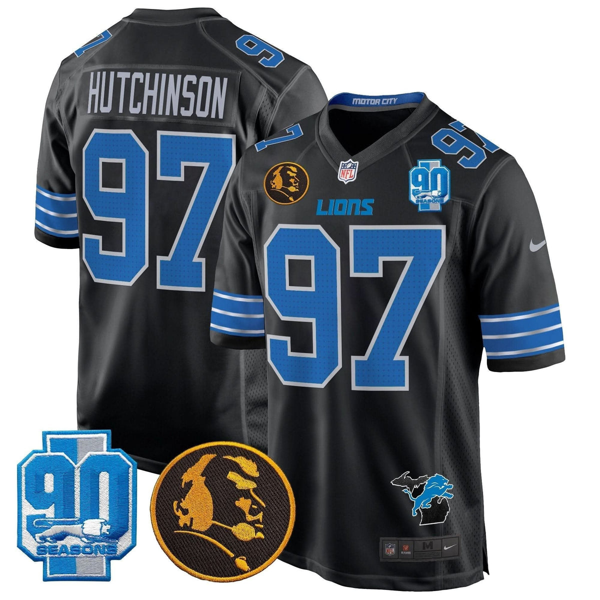 Detroit Lions 2024 90th & John Madden Patch Game Jersey - All Stitched - image 9