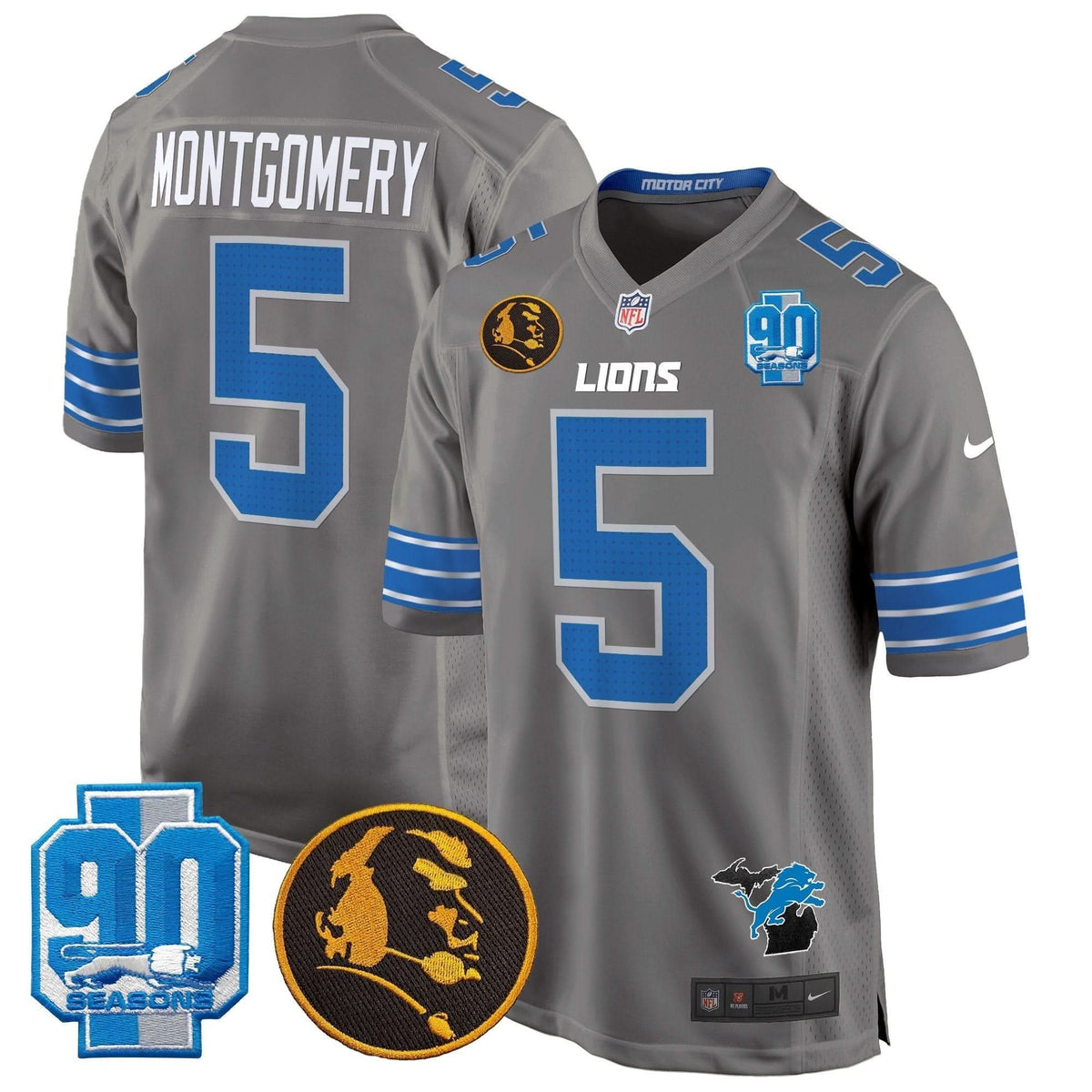 Detroit Lions 2024 90th & John Madden Patch Game Jersey - All Stitched - image 32