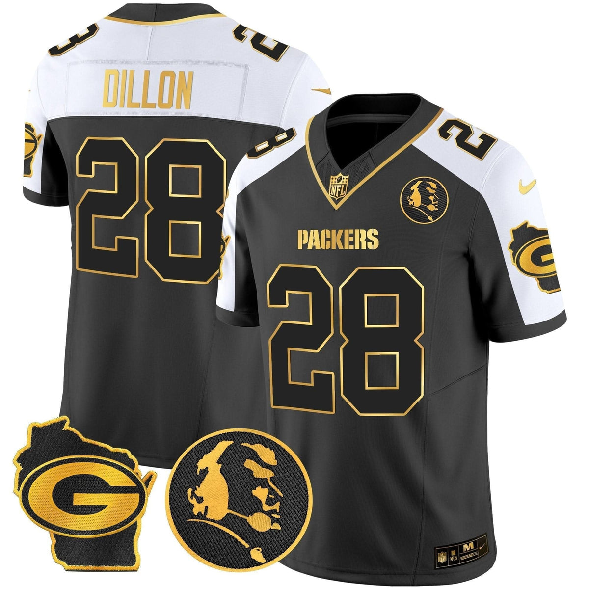 Packers John Madden & Home Patch Gold Vapor Limited Jersey - All Stitched - image 3