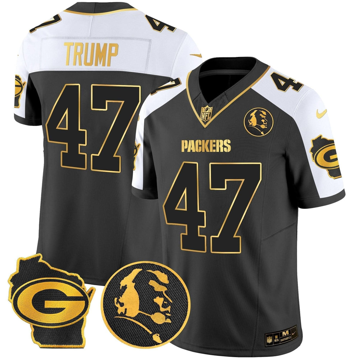 Packers John Madden & Home Patch Gold Vapor Limited Jersey - All Stitched - image 8