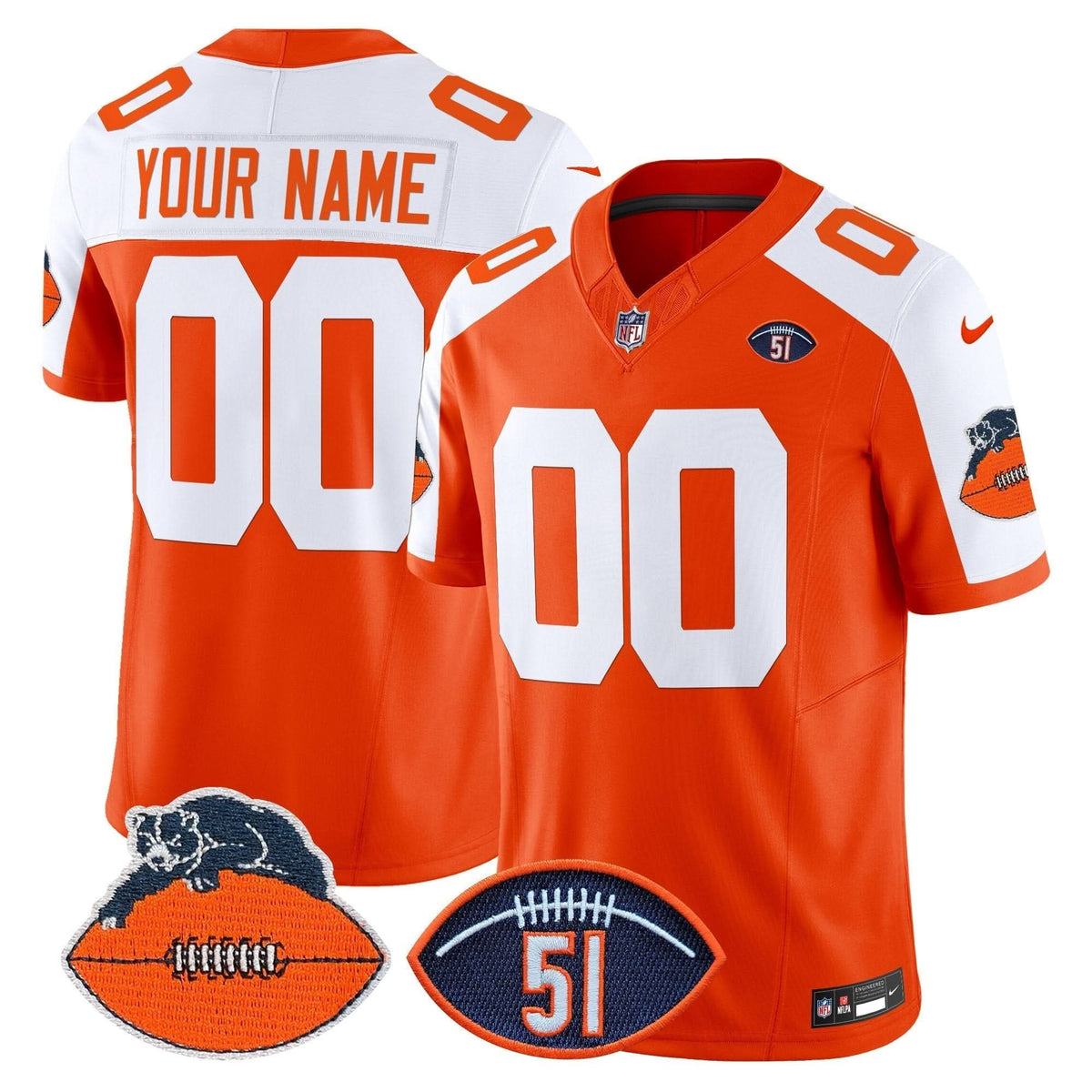 Chicago Bears Dick Butkus Patch Throwback Vapor Limited Custom Jersey - All Stitched - image 2