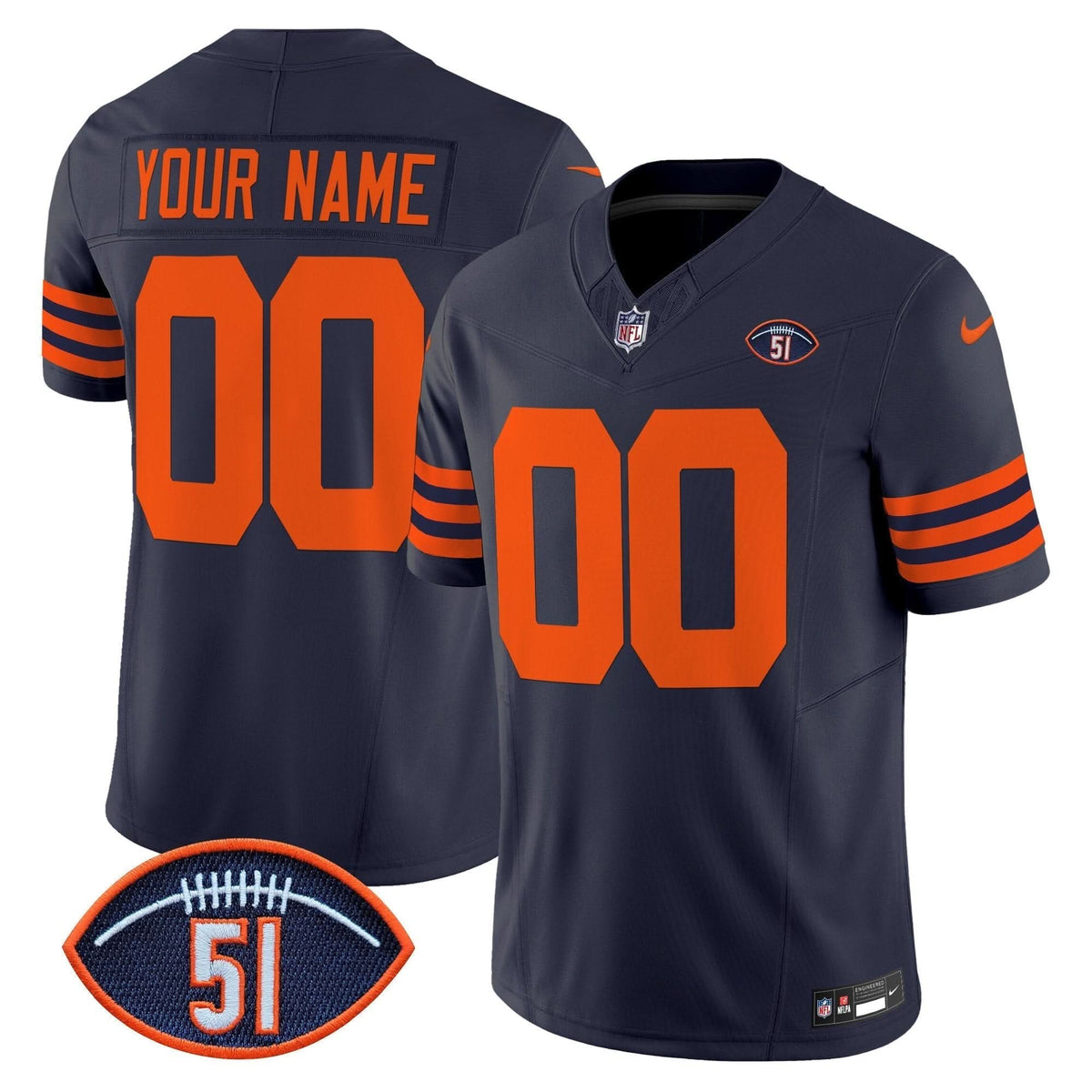 Chicago Bears Dick Butkus Patch Throwback Vapor Limited Custom Jersey - All Stitched - image 3