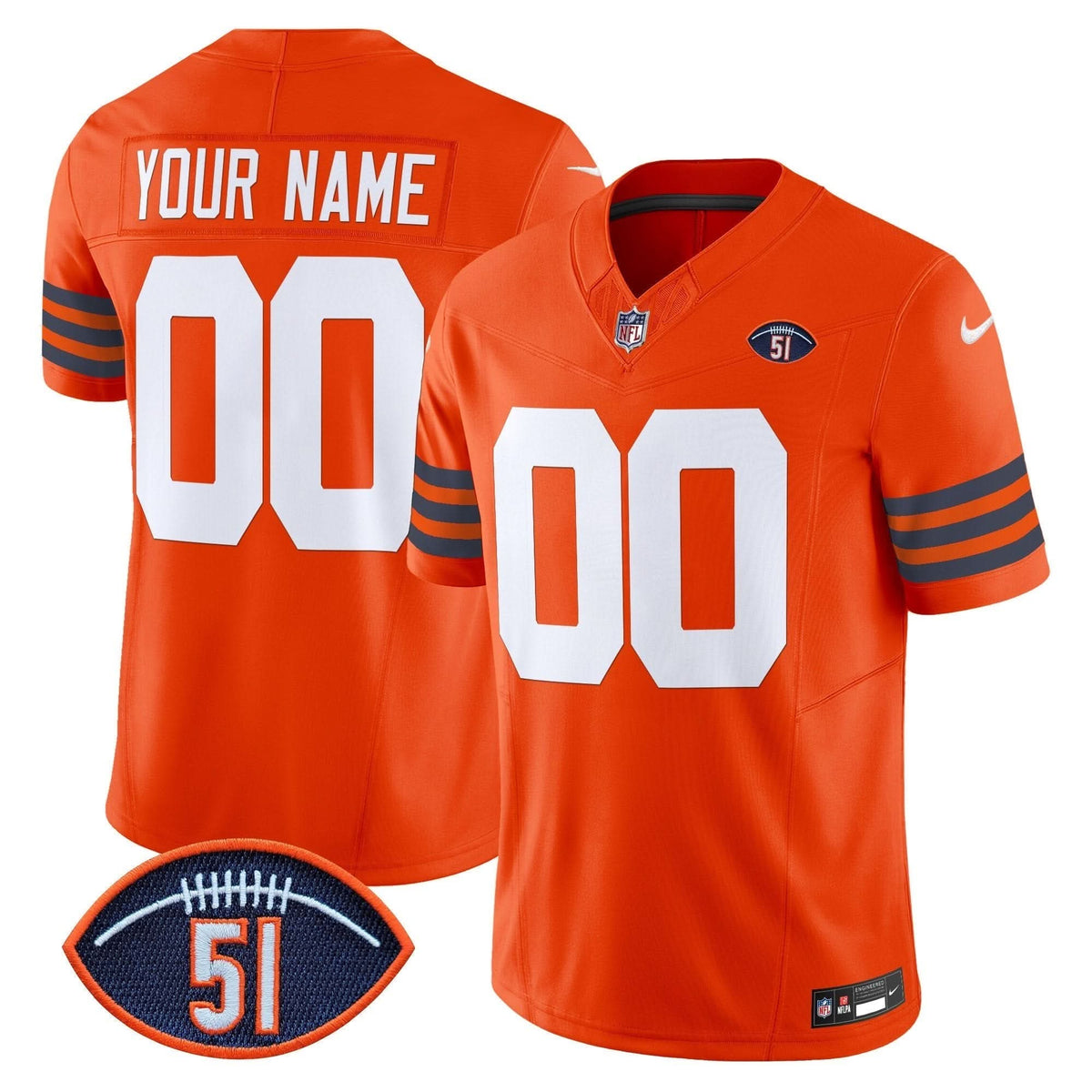 Chicago Bears Dick Butkus Patch Throwback Vapor Limited Custom Jersey - All Stitched - image 5