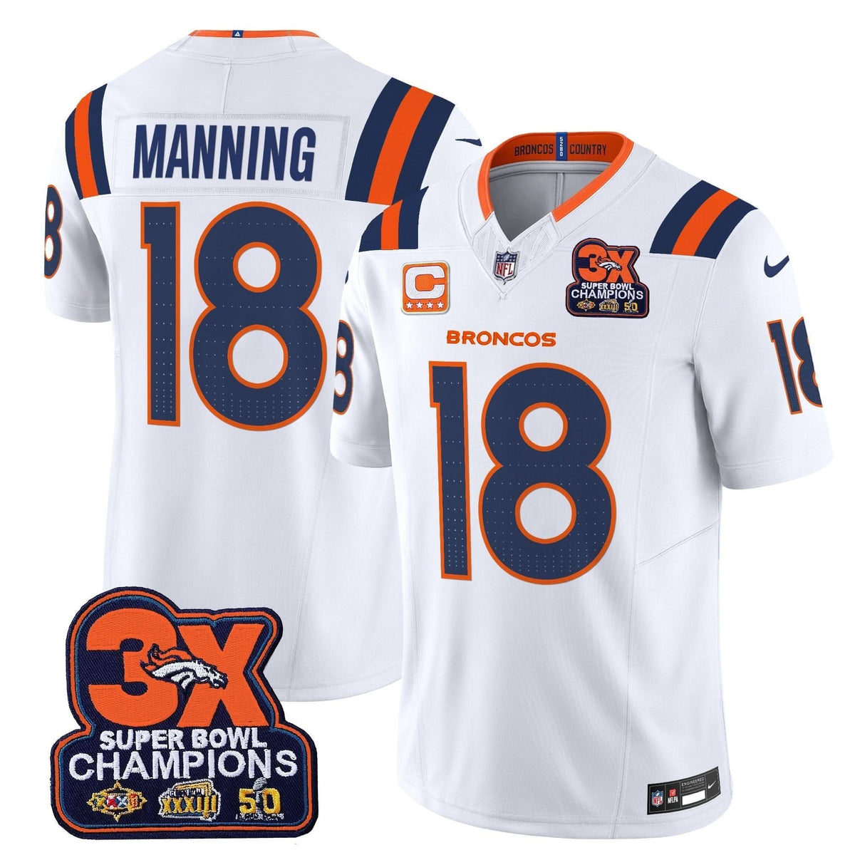 Denver Broncos 3-Time Champions Patch Vapor Limited Jersey V2 - All Stitched - image 12