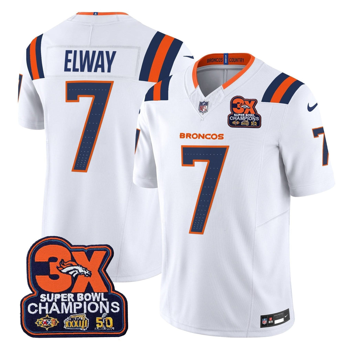 Denver Broncos 3-Time Champions Patch Vapor Limited Jersey V2 - All Stitched - image 13