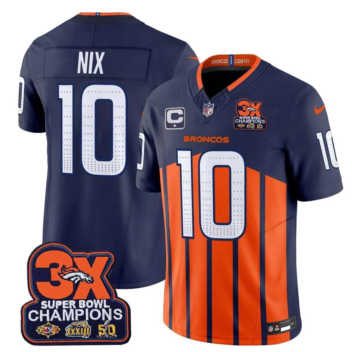 Denver Broncos 3-Time Champions Patch Vapor Limited Jersey V2 - All Stitched - image 22