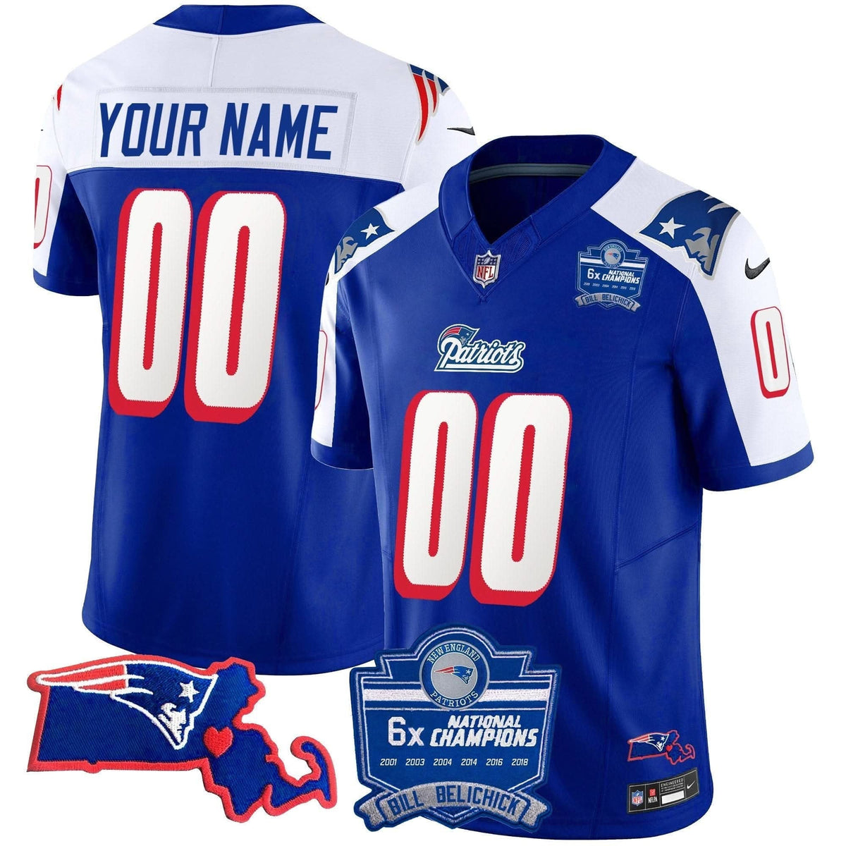 Patriots Bill Belichick 6x Champions Patch Vapor Custom Jersey - All Stitched - image 2