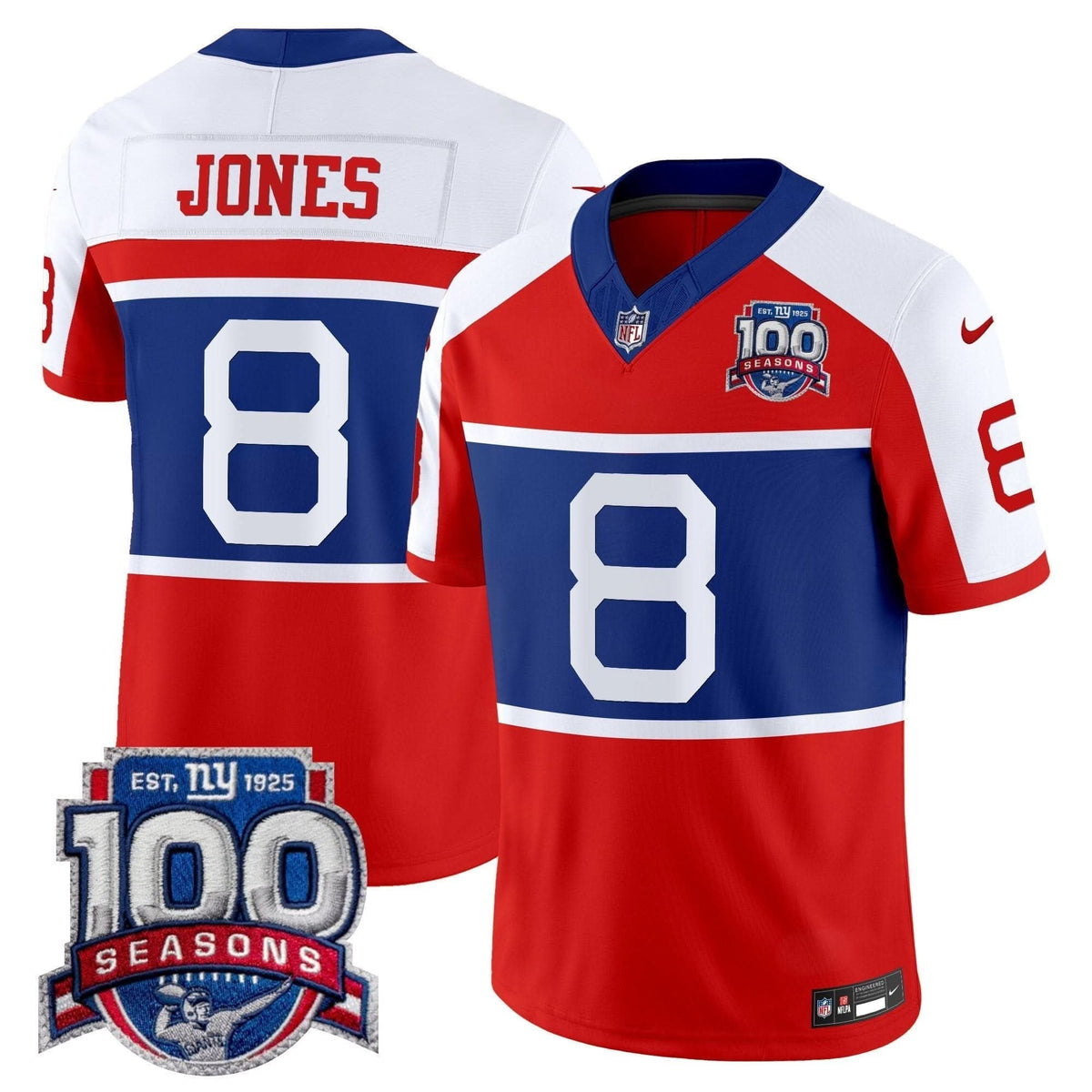 New York Giants 'Century Red' 100th Season Commemorative Vapor Jersey - All Stitched - image 2