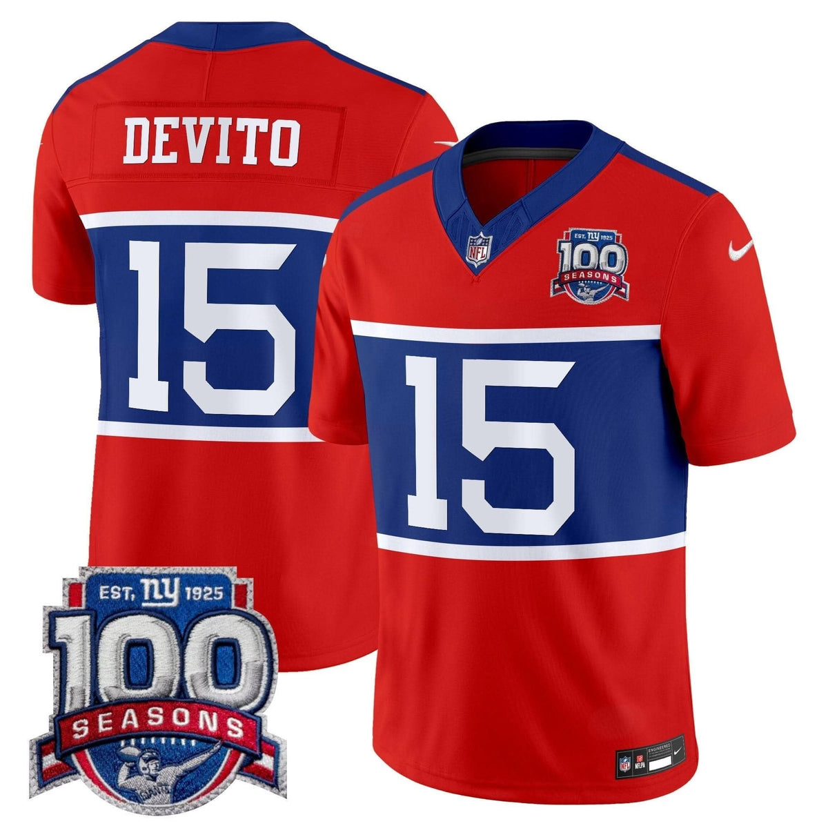 New York Giants 'Century Red' 100th Season Commemorative Vapor Jersey - All Stitched - image 8