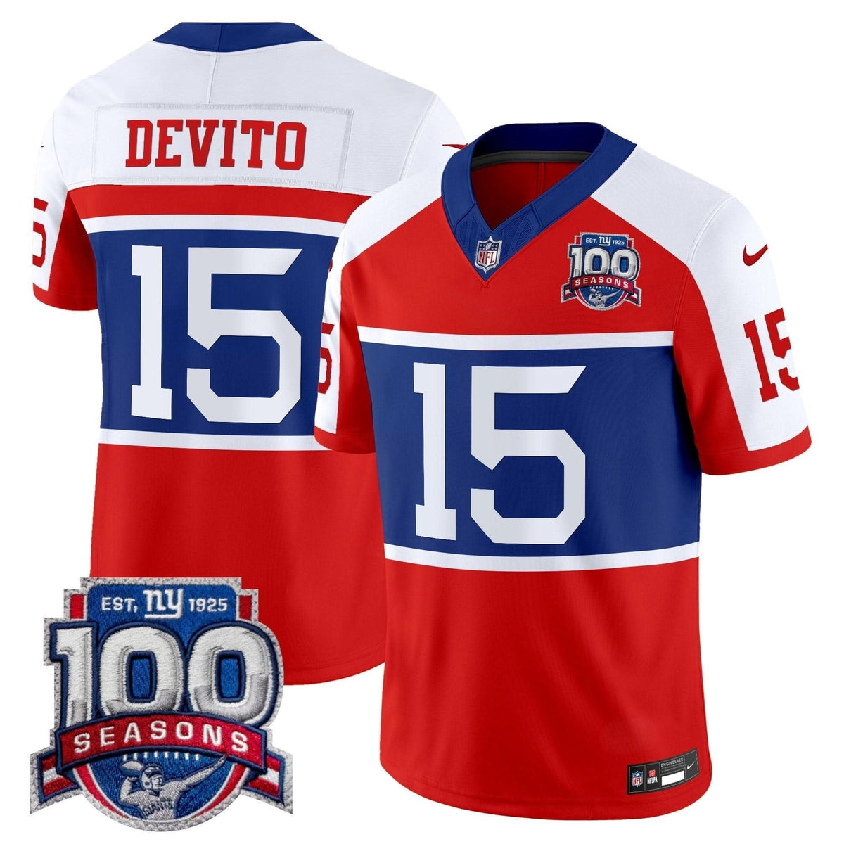 New York Giants 'Century Red' 100th Season Commemorative Vapor Jersey - All Stitched - image 1