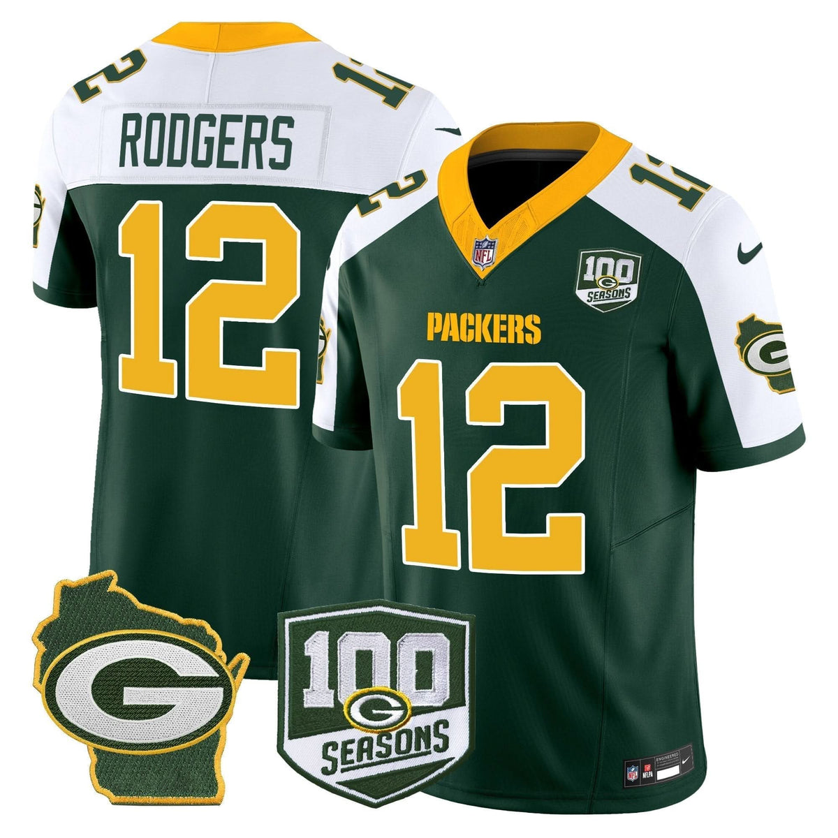 Packers 100th Season & Home Patch Vapor Limited Jersey - All Stitched - image 12