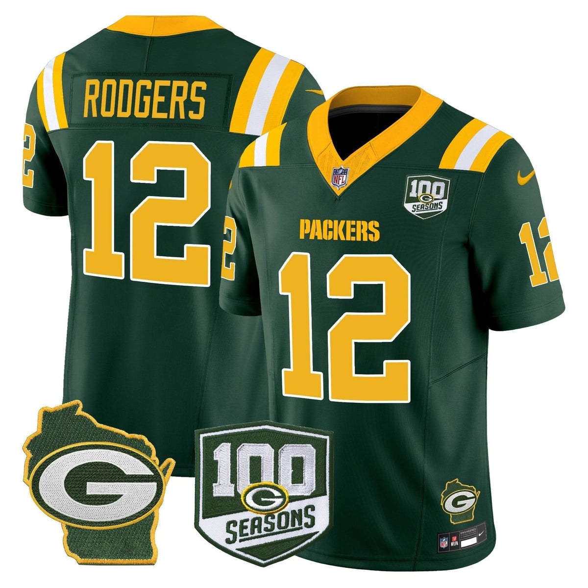 Packers 100th Season & Home Patch Vapor Limited Jersey - All Stitched - image 19