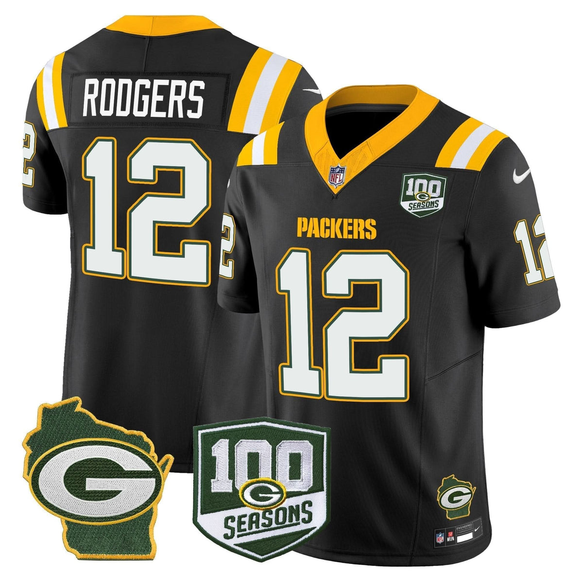 Packers 100th Season & Home Patch Vapor Limited Jersey - All Stitched - image 33