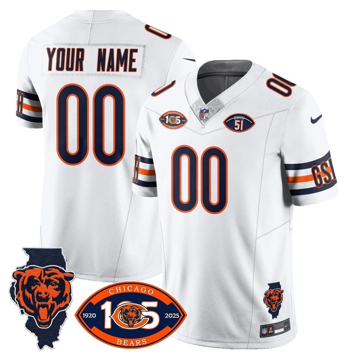 Bears 1920-2025 The Bears Vapor Limited Custom Jersey - All Stitched - image 2