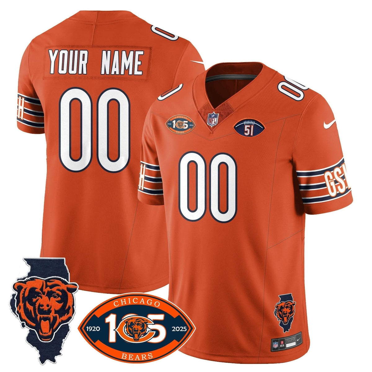 Bears 1920-2025 The Bears Vapor Limited Custom Jersey - All Stitched - image 3