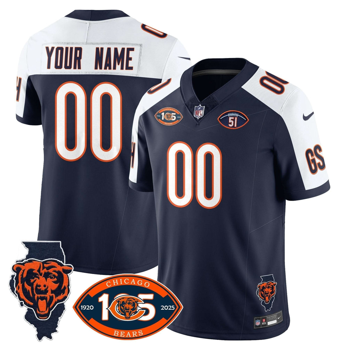 Bears 1920-2025 The Bears Vapor Limited Custom Jersey - All Stitched - image 4