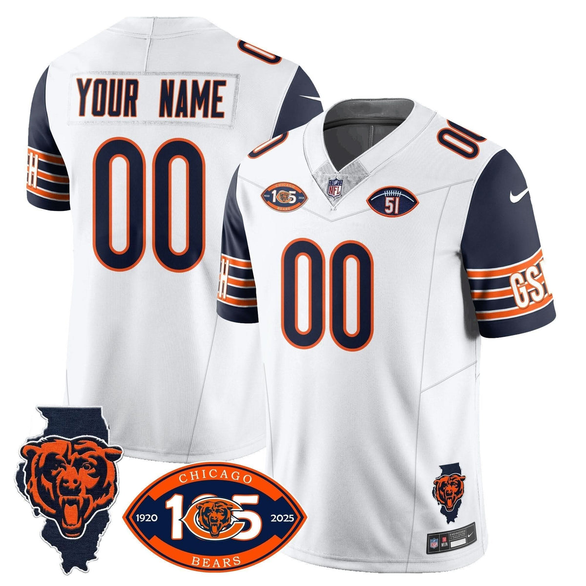 Bears 1920-2025 The Bears Vapor Limited Custom Jersey - All Stitched - image 5
