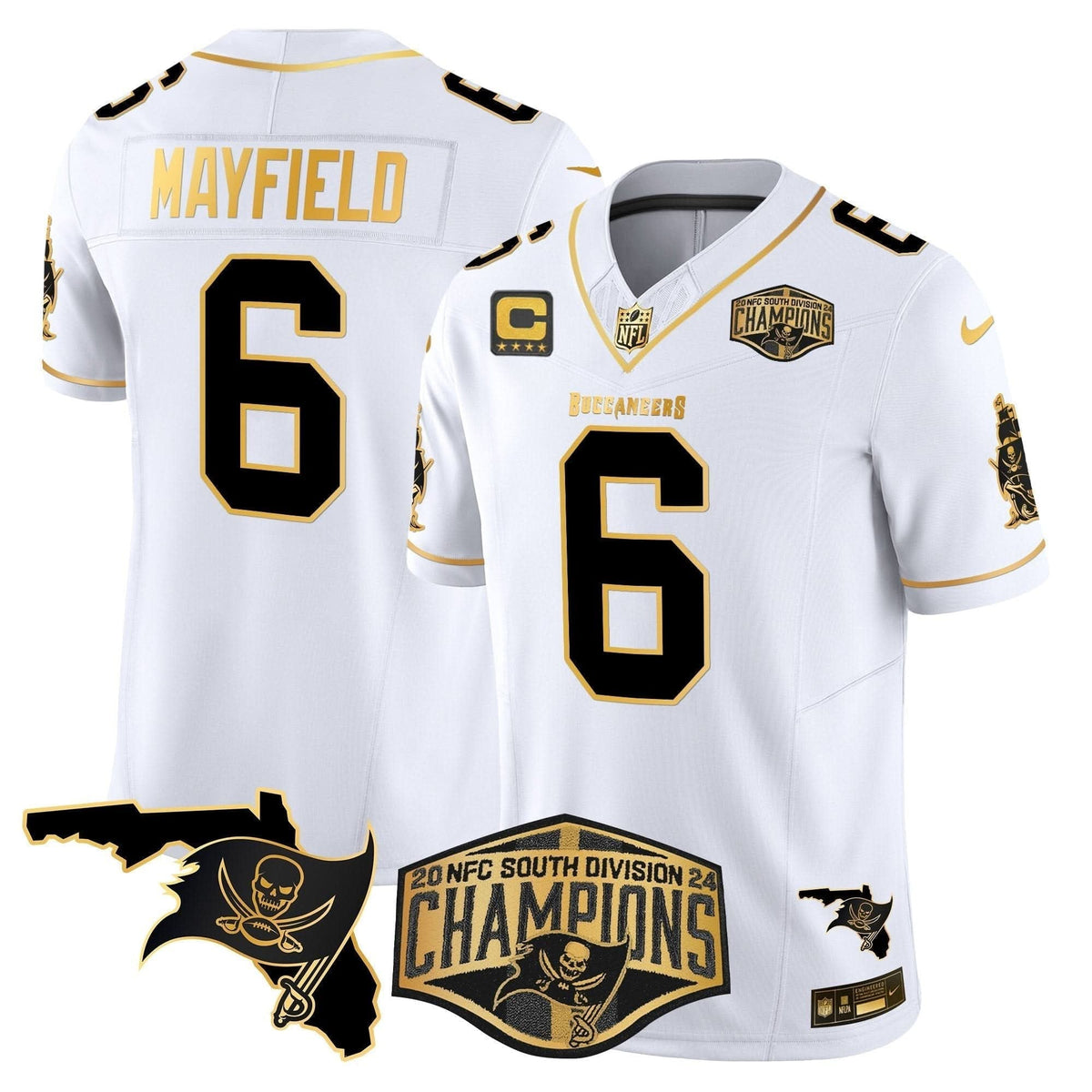 Buccaneers 2024 NFC South Division Champions Patch Gold Vapor Limited Jersey - All Stitched - image 9