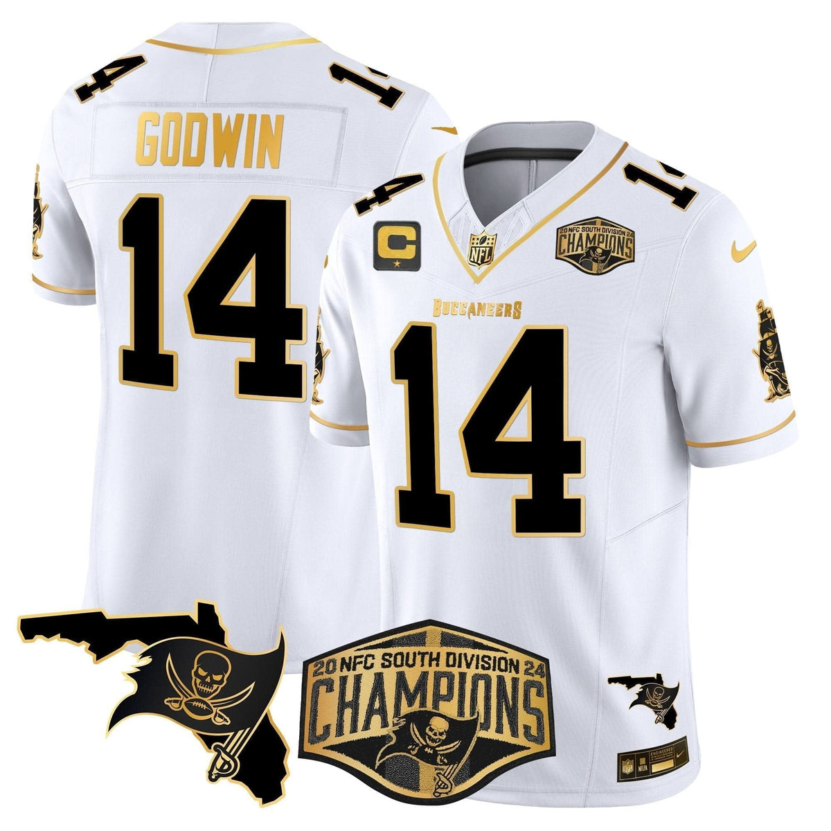 Buccaneers 2024 NFC South Division Champions Patch Gold Vapor Limited Jersey - All Stitched - image 13