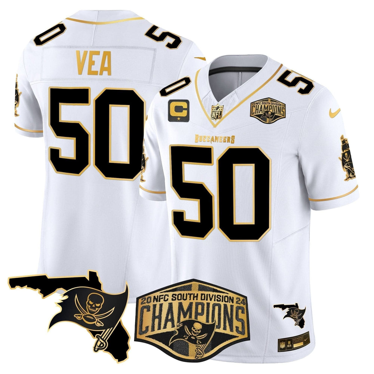Buccaneers 2024 NFC South Division Champions Patch Gold Vapor Limited Jersey - All Stitched - image 14