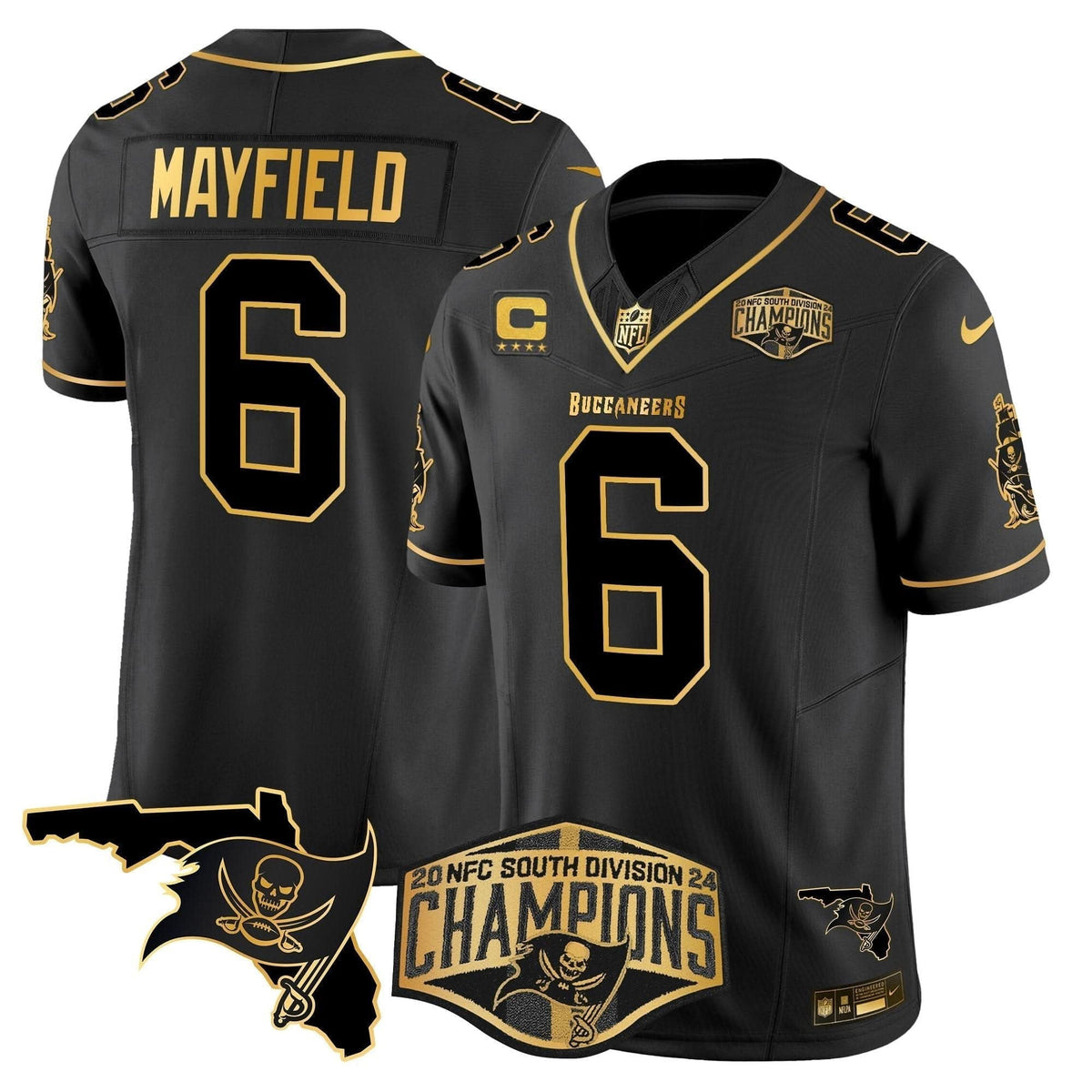 Buccaneers 2024 NFC South Division Champions Patch Gold Vapor Limited Jersey - All Stitched - image 17