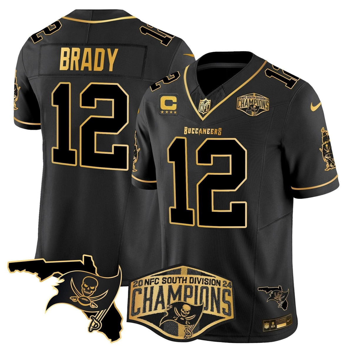 Buccaneers 2024 NFC South Division Champions Patch Gold Vapor Limited Jersey - All Stitched - image 19