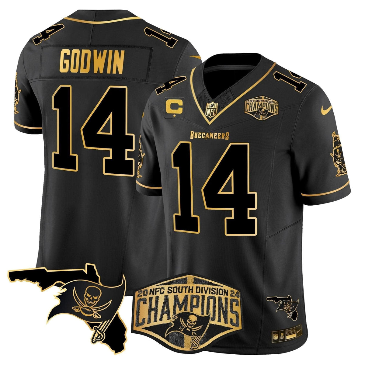 Buccaneers 2024 NFC South Division Champions Patch Gold Vapor Limited Jersey - All Stitched - image 21