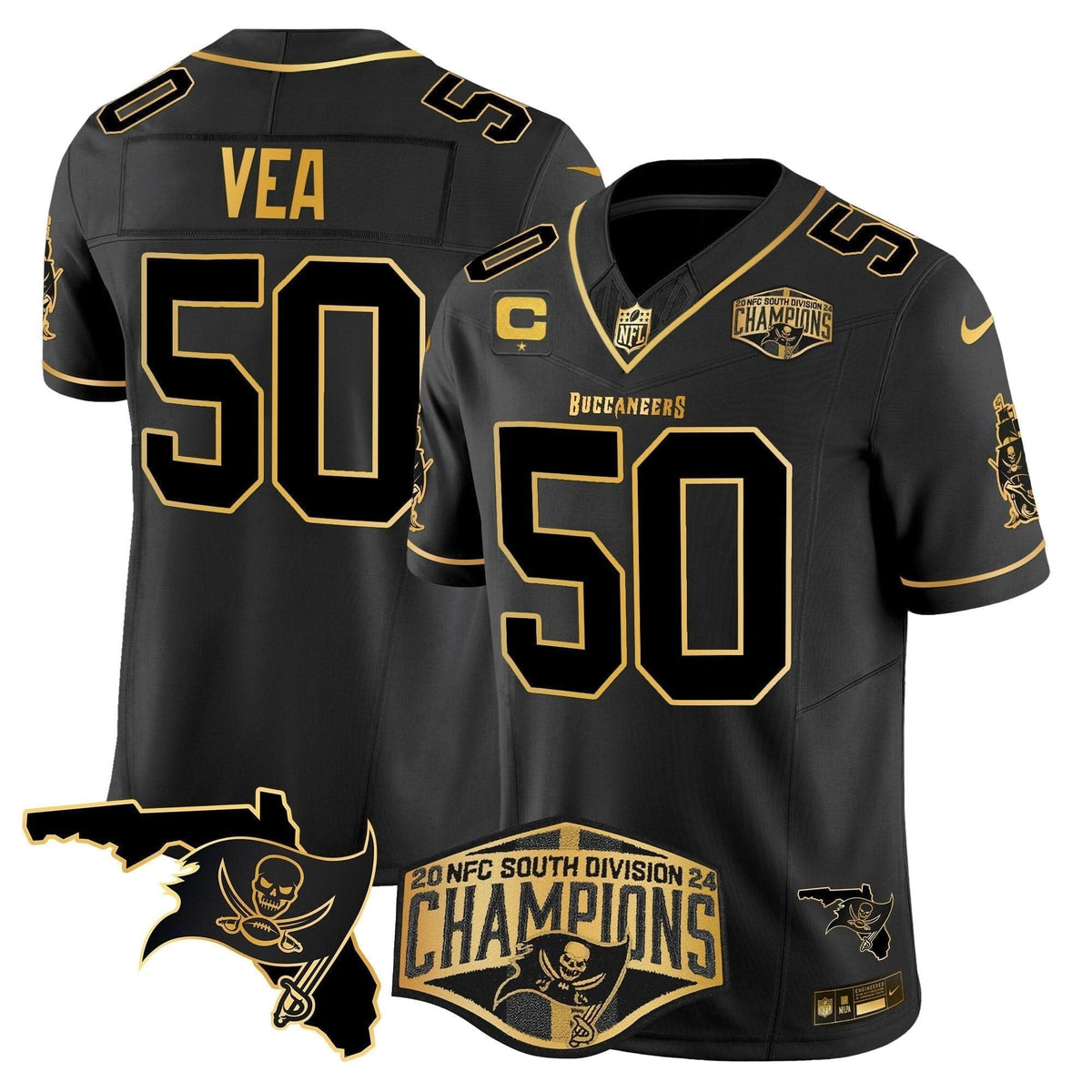 Buccaneers 2024 NFC South Division Champions Patch Gold Vapor Limited Jersey - All Stitched - image 22