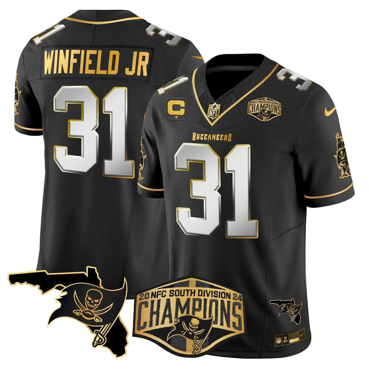 Buccaneers 2024 NFC South Division Champions Patch Gold Vapor Limited Jersey - All Stitched - image 31