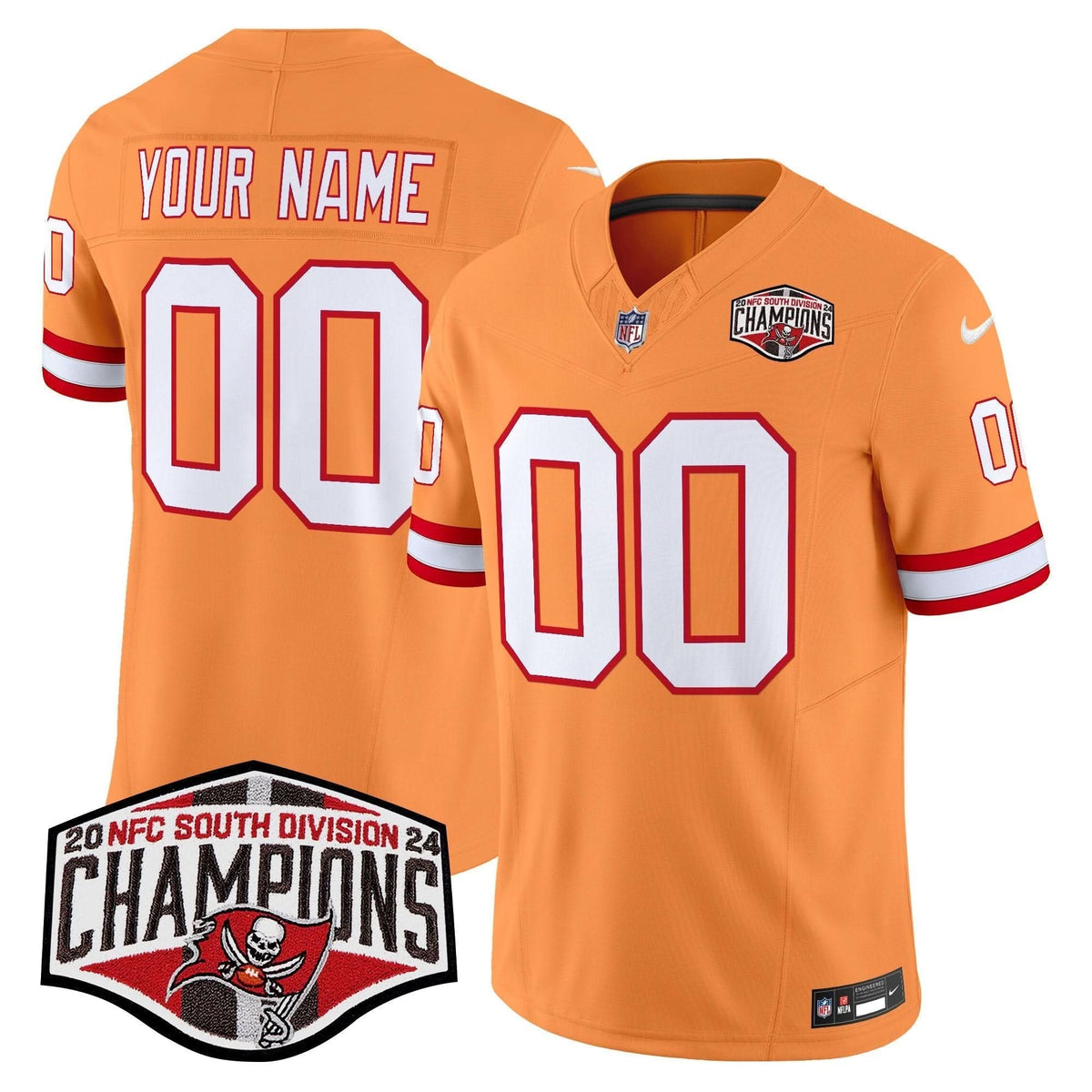 Tampa Bay Buccaneers Creamsicle 2024 NFC South Division Champions Patch Vapor Limited Custom Jersey - All Stitched - image 3