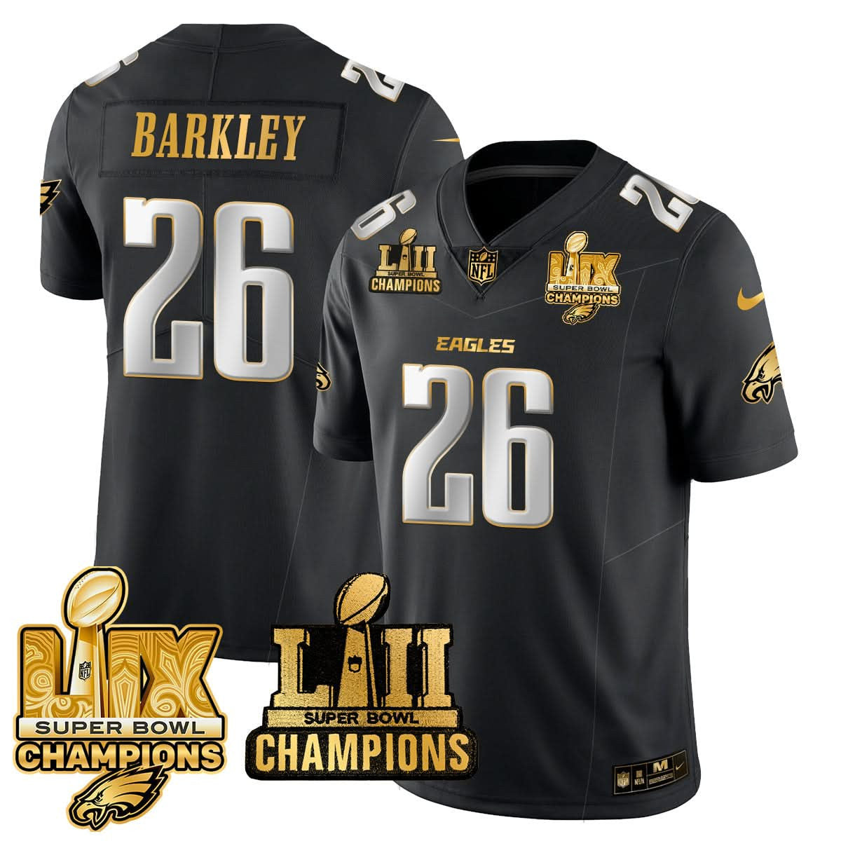 Philadelphia Eagles LII-LIX Super Bowl Champions Gold Jersey - All Stitched - image 1