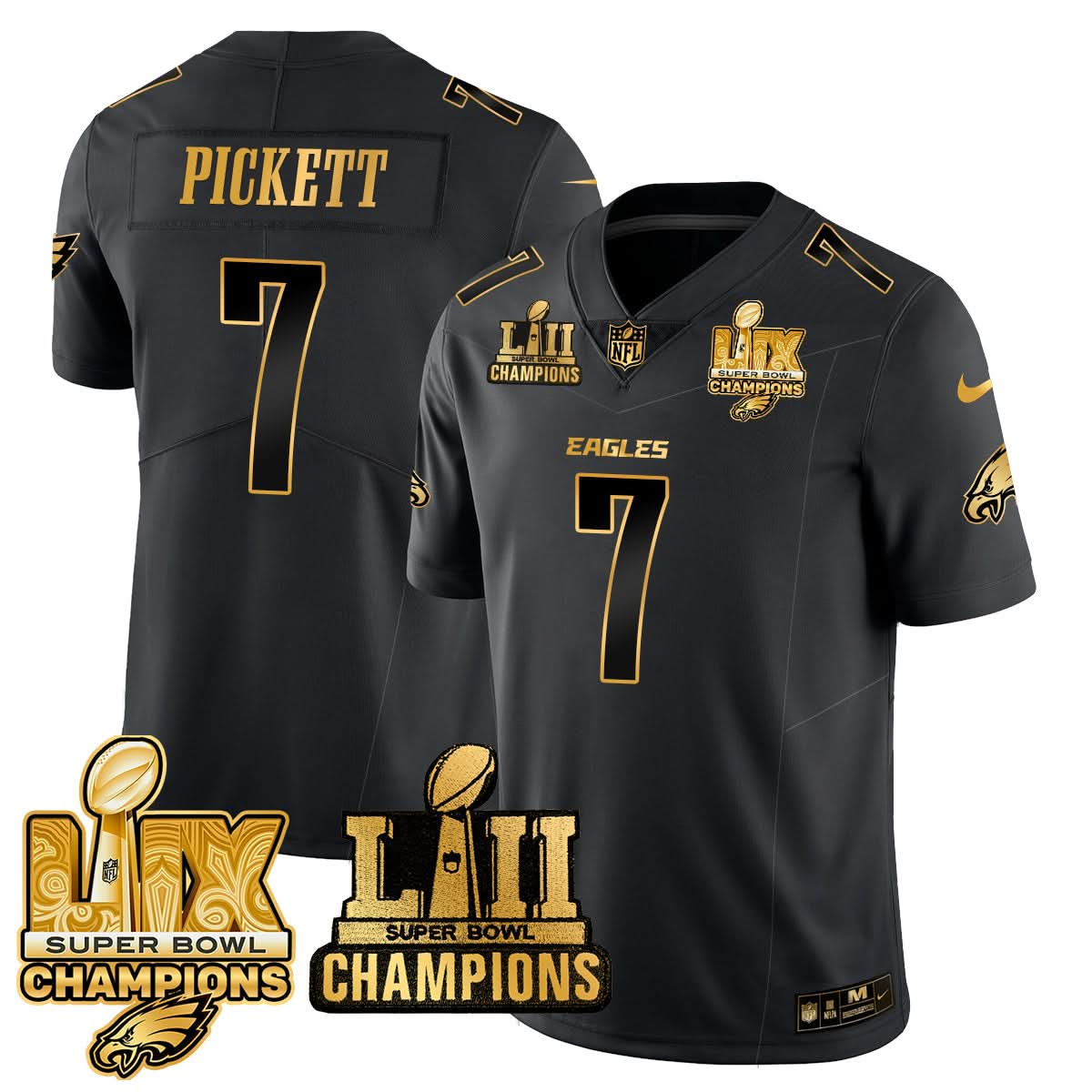 Philadelphia Eagles LII-LIX Super Bowl Champions Gold Jersey - All Stitched - image 10