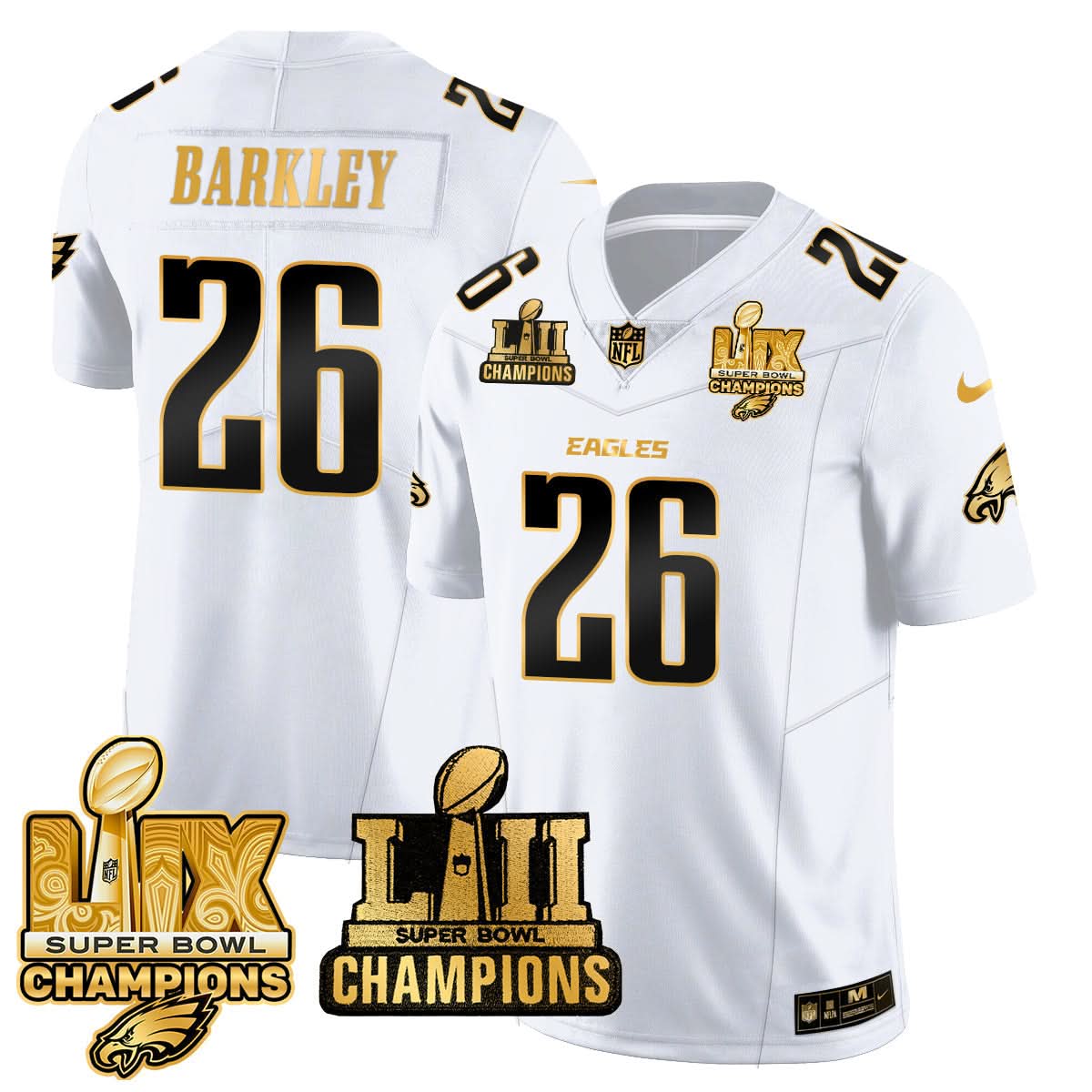 Philadelphia Eagles LII-LIX Super Bowl Champions Gold Jersey - All Stitched - image 15