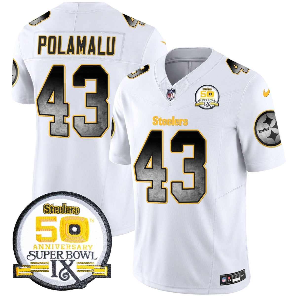 Steelers Arch Smoke 50th Anniversary Of Super Bowl IX Patch Vapor Limited Jersey - All Stitched - image 23