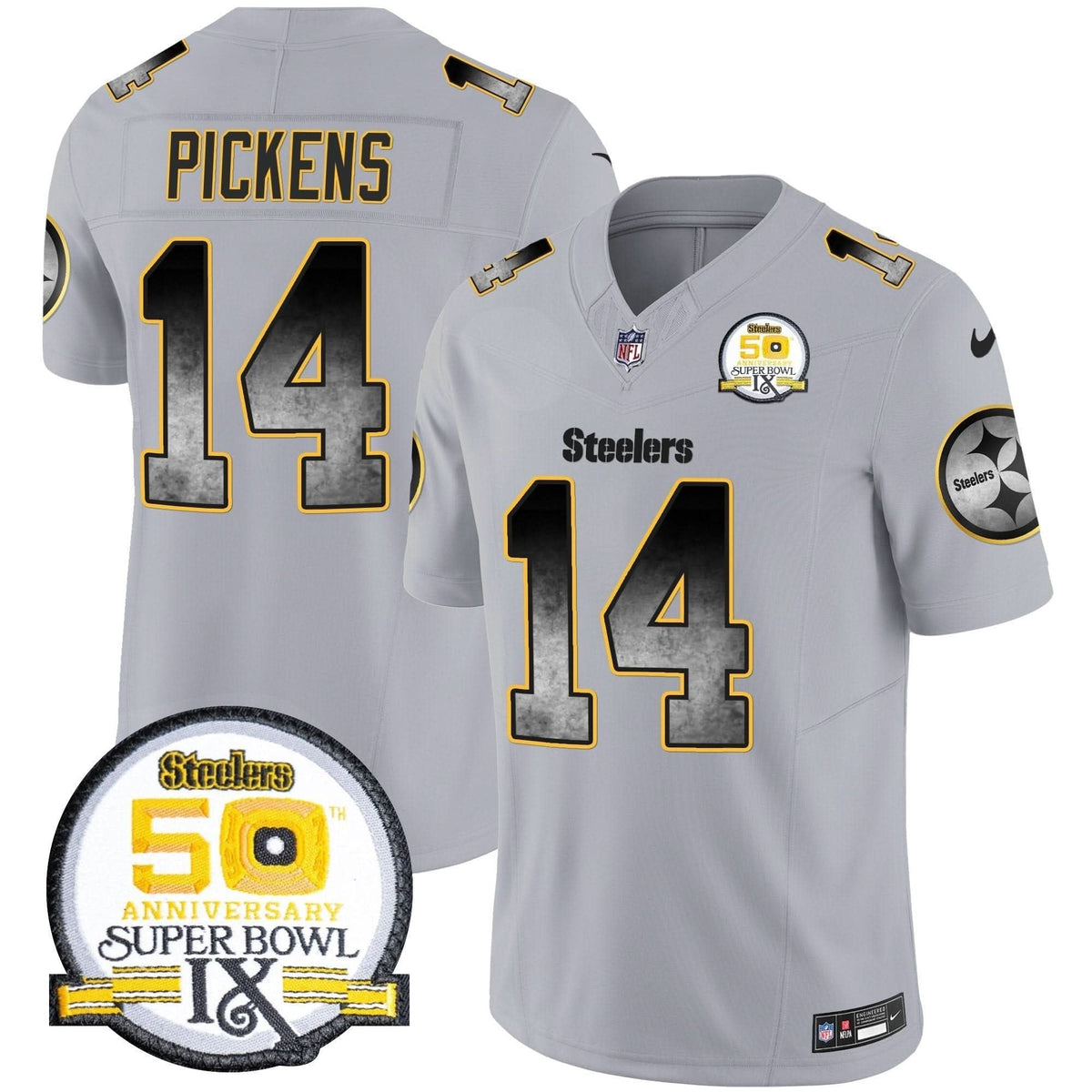 Steelers Arch Smoke 50th Anniversary Of Super Bowl IX Patch Vapor Limited Jersey - All Stitched - image 30