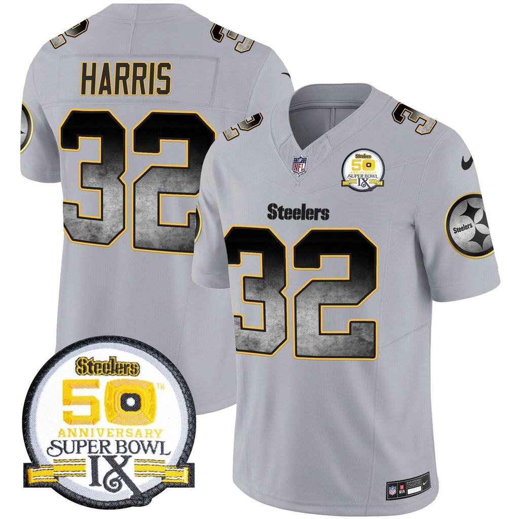 Steelers Arch Smoke 50th Anniversary Of Super Bowl IX Patch Vapor Limited Jersey - All Stitched - image 34