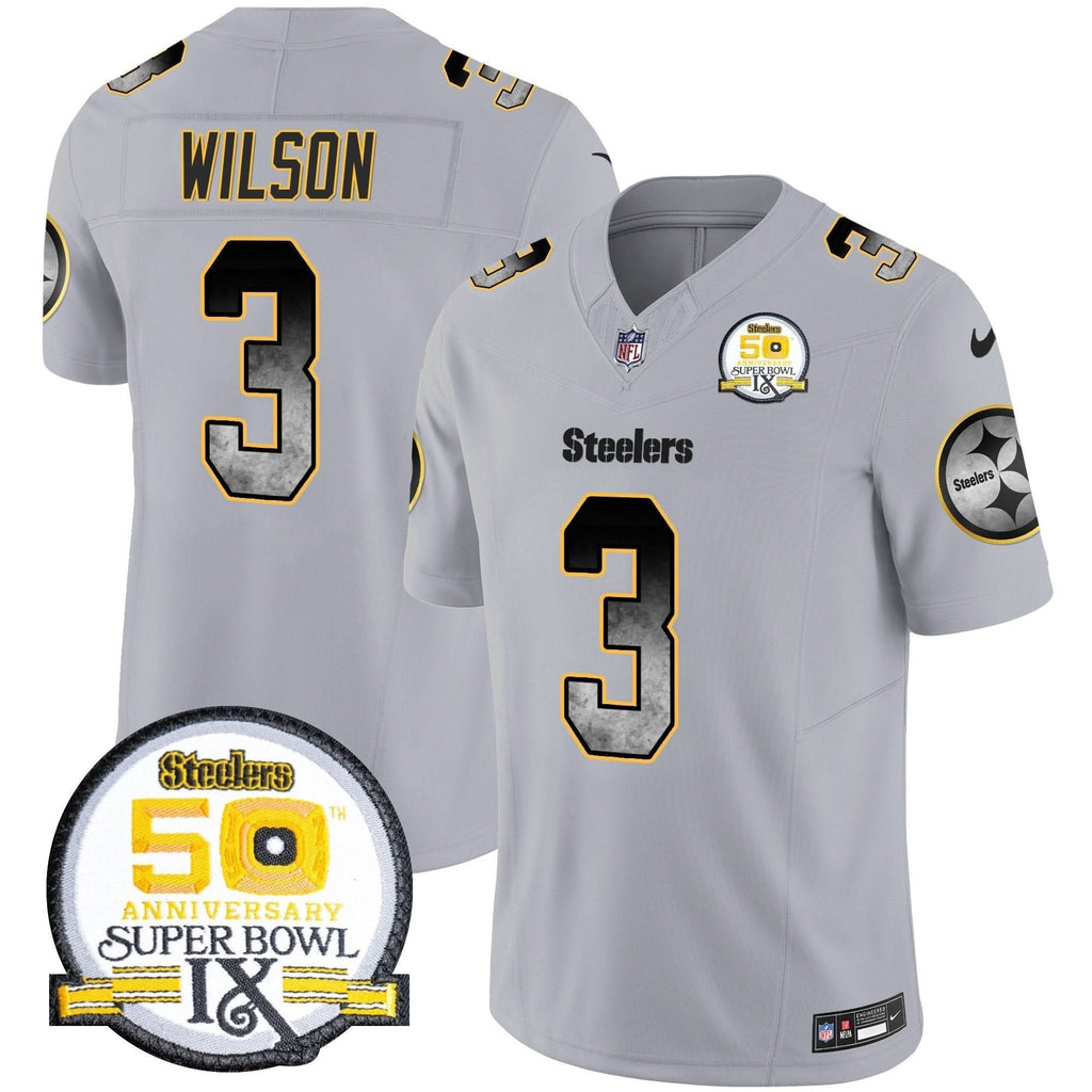 Steelers Arch Smoke 50th Anniversary Of Super Bowl IX Patch Vapor Limited Jersey - All Stitched - image 36