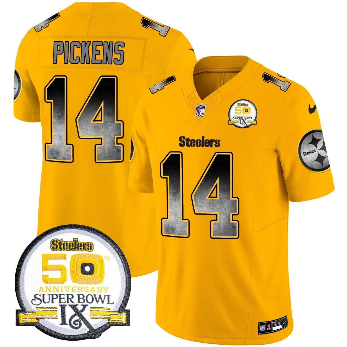 Steelers Arch Smoke 50th Anniversary Of Super Bowl IX Patch Vapor Limited Jersey - All Stitched - image 39