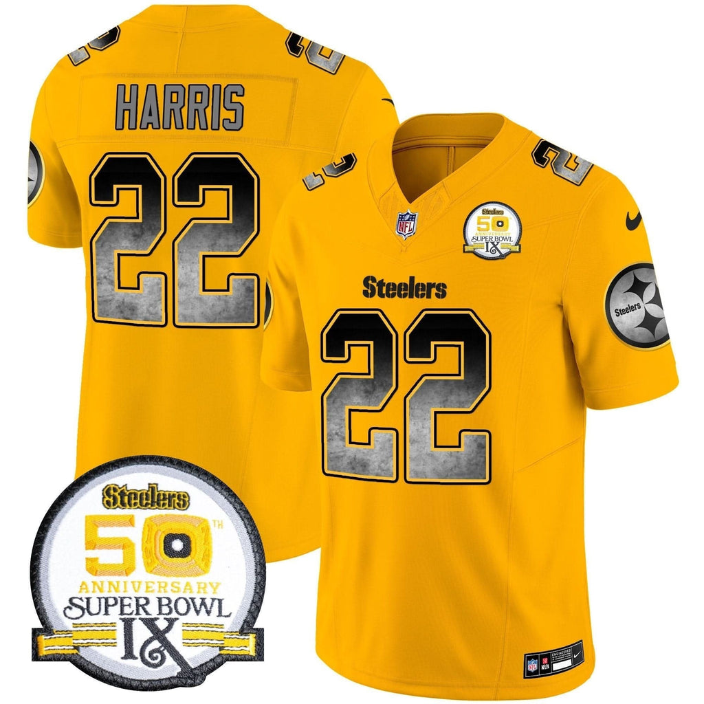 Steelers Arch Smoke 50th Anniversary Of Super Bowl IX Patch Vapor Limited Jersey - All Stitched - image 40