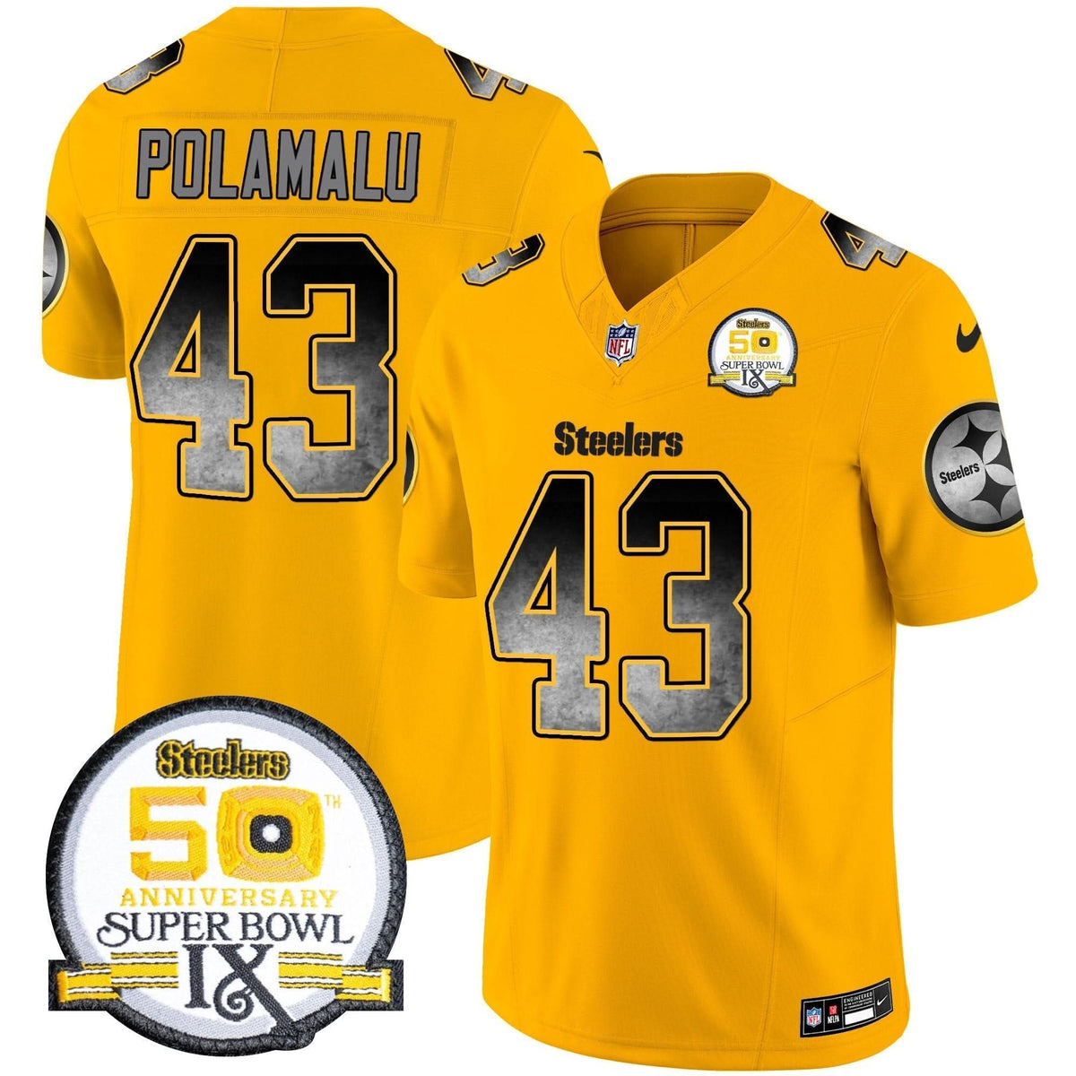 Steelers Arch Smoke 50th Anniversary Of Super Bowl IX Patch Vapor Limited Jersey - All Stitched - image 41