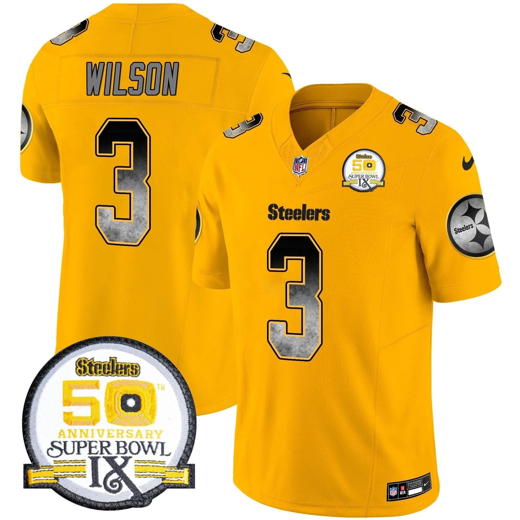 Steelers Arch Smoke 50th Anniversary Of Super Bowl IX Patch Vapor Limited Jersey - All Stitched - image 45