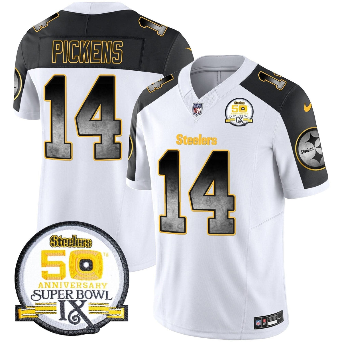Steelers Arch Smoke 50th Anniversary Of Super Bowl IX Patch Vapor Limited Jersey - All Stitched - image 48