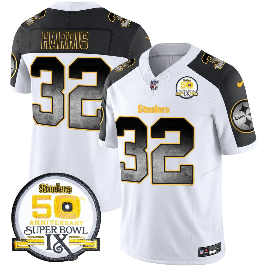 Steelers Arch Smoke 50th Anniversary Of Super Bowl IX Patch Vapor Limited Jersey - All Stitched - image 52