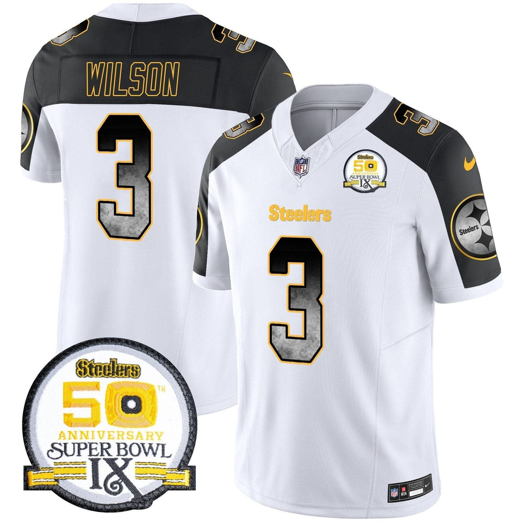 Steelers Arch Smoke 50th Anniversary Of Super Bowl IX Patch Vapor Limited Jersey - All Stitched - image 54