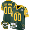 Packers 100th Season & Home Patch Cheese Vapor Limited Custom Jersey - All Stitched - image 1