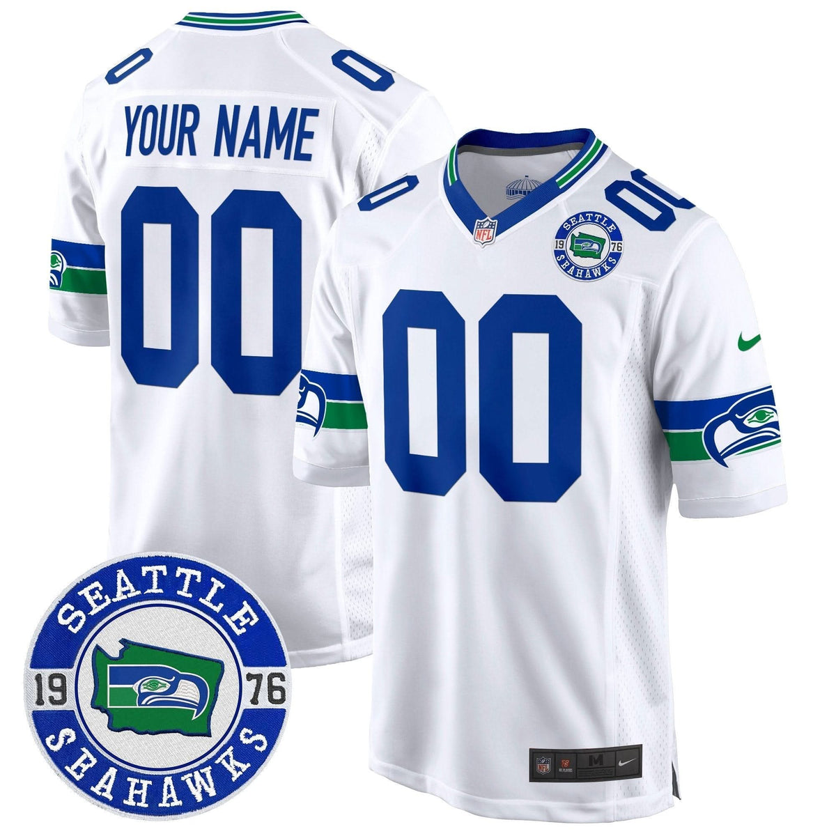 Seahawks Throwback Est. 1976 Patch Game Custom Jersey - All Stitched - image 4