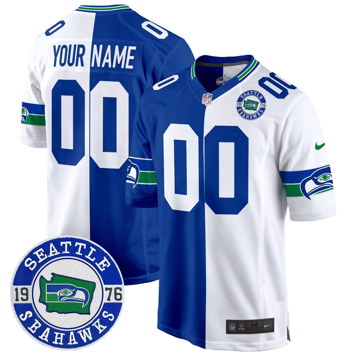 Seahawks Throwback Est. 1976 Patch Game Custom Jersey - All Stitched - image 5