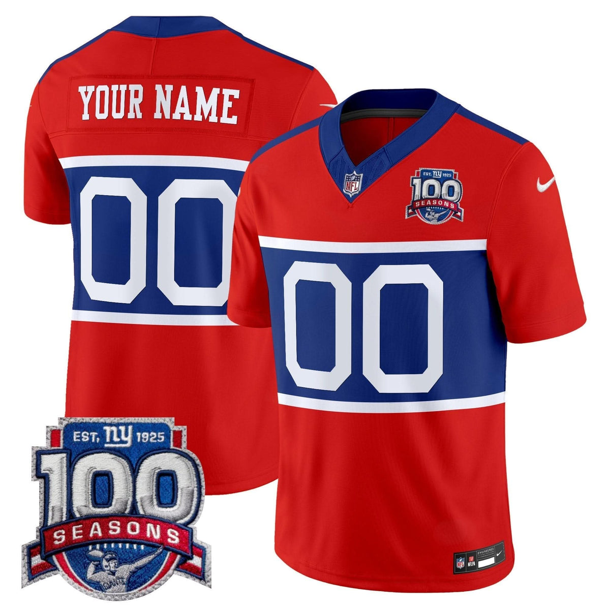 New York Giants 'Century Red' 100th Season Commemorative Vapor Custom Jersey - All Stitched - image 2