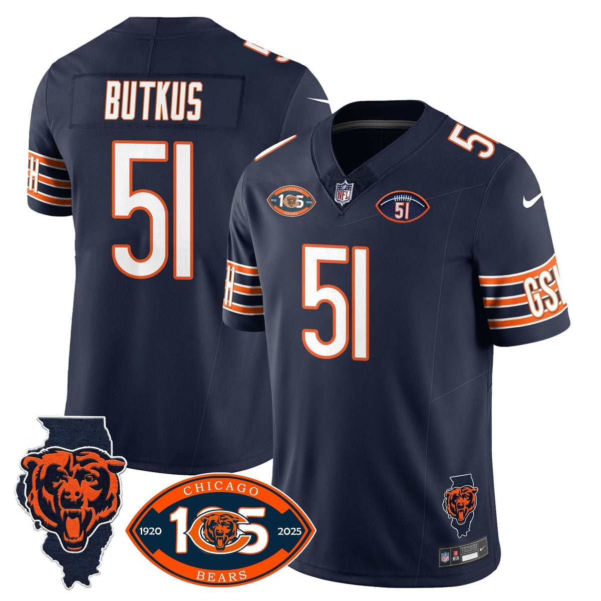 Bears 1920-2025 The Bears Vapor Limited Jersey - All Stitched - image 2